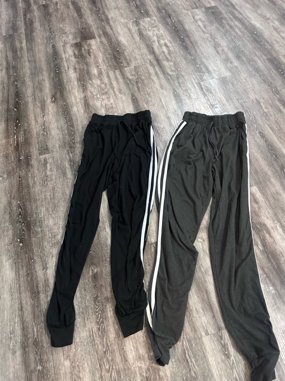 La Winner two pair Black & Charcoal Side-Stripe Joggers
